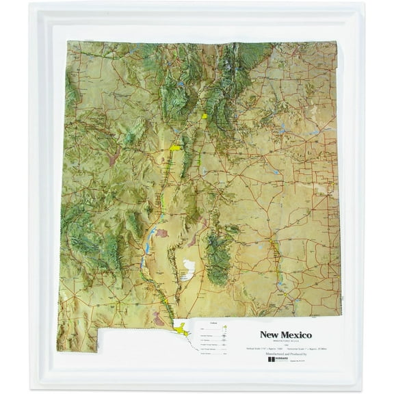 Hubbard Scientific 3D New Mexico Map | A True Raised Relief Map - You Can Feel the Terrain | Vacuum-formed Molded | 17” x 20” | Detailed Topography