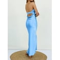 thumbnail image 6 of Women 2024 Summer Strapless Satin Tube Bodycon Backless Wedding Guest Maxi Dress, 6 of 10