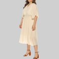 thumbnail image 5 of cfhntfmh Plus Size Dresses for Curvy Women Lounge Half Bell Sleeve Dress Smocked Cross V Neck Flowy Midi Dress, 5 of 6