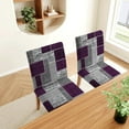 thumbnail image 3 of Abstract Patchwork Chair Covers Slipcovers Set of 4,Spandex Super Fit Stretch Removable Washable Kitchen Parsons Protector for Dining Room Hotel Ceremony Purple Grey Dining Chair Cover, 3 of 5