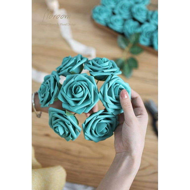Teal sale fake flowers