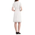 thumbnail image 3 of VESTIDO CORTO DE ENCAJE DE MUJER CON MANGAS CORTAS Y CUELLO DE LAPELA, DOBLE BOTONADURA, CINTURÓN, VESTIDOS EN A M BLANCO, 3 of 4