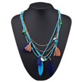thumbnail image 2 of Jiaroswwei Women's Boho Ethnic Style Feathers Tassels Beads Multi-layer Chain Necklace, 2 of 8