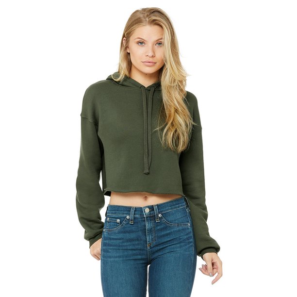 Bella + Canvas - Sudadera Corta de Polar para Mujer (Verde Militar)