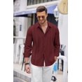 thumbnail image 2 of COOFANDY Mens Cuban Guayabera Shirt Casual Button Down Shirts Long Sleeve Beach Linen Shirts, 2 of 6