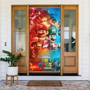 Mario Movie Poster Door Cover Decorated Banner Tapestry Home Decoration Holiday Party Supplies Door Banner Porch Sign Banner 72.8 x 35.4 Inch