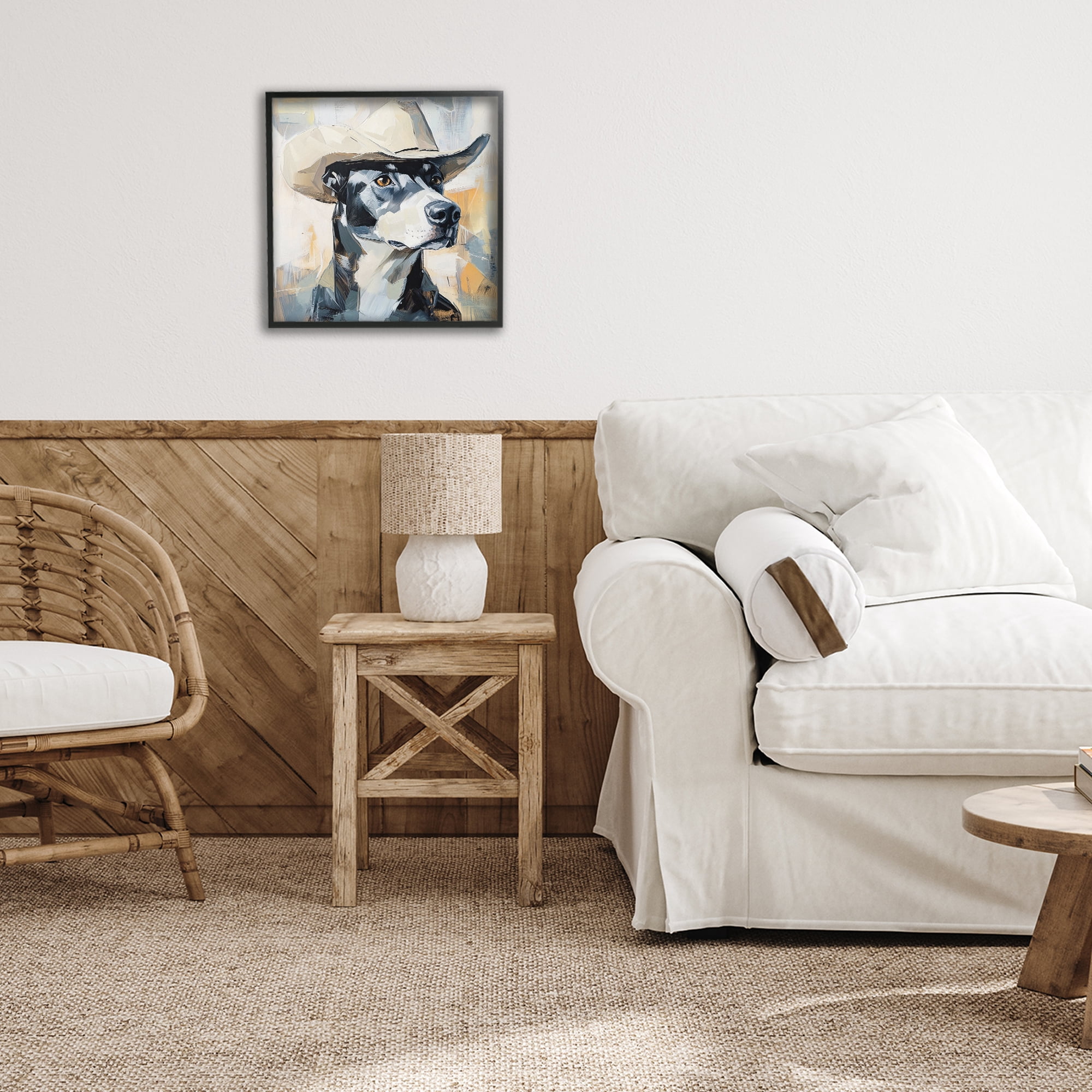 Stupell Industries Deputy Dog Cowboy Hat Black Framed Giclee Art, design by Tina LeCour