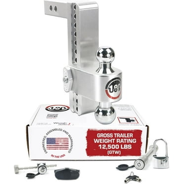Weigh Safe Adjustable Trailer Hitch Ball Mount, 10" Adjustable Drop Hitch for 2" Receiver w/ 4 pc Keyed Alike Lock Set, Heavy Duty Aluminum Trailer Tow Hitch w/Chrome Plated Tow Balls, 12,500 lbs GTW