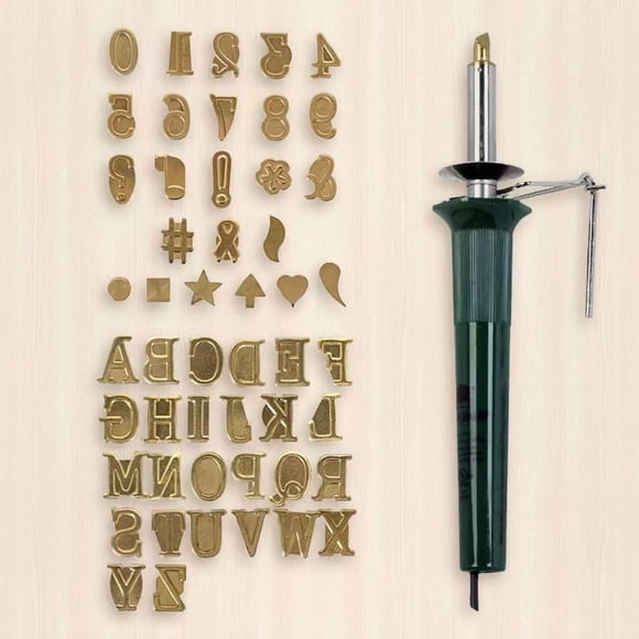 Sello Juego de soldador con 24 puntas de letras para marcar madera, cuero y metal en proyectos de bricolaje y manualidades (1 unidad)【A】 Rkxzt