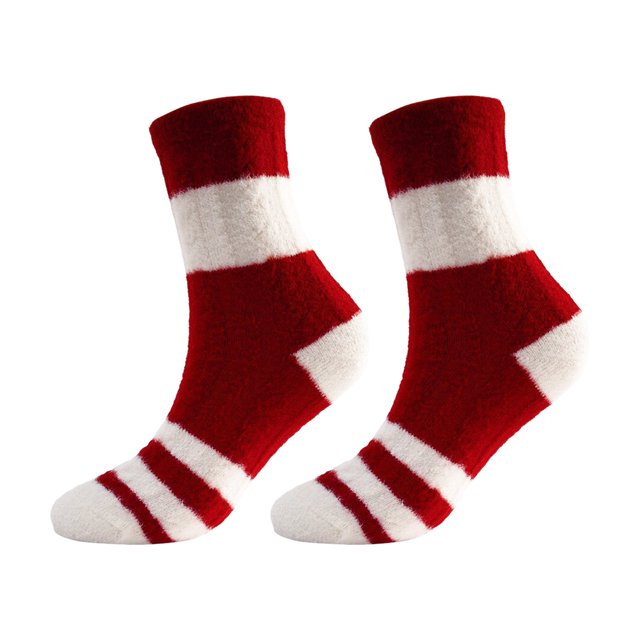 Chaussettes de Robe en Velours Rouge Hiver Chaussettes Natales Rouges Australie Velours Chaleur Épaissies Rembourrées Chaussettes de Sommeil Chaussettes de Sol à la Maison Bas Femme Dessus en Velours Rouge