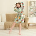 thumbnail image 3 of FORMRS Niños Bathrobe Unisex Hooded Robe Soft Plush Pajamas Sleepwear, Size 10-12T, Green Floral Tomatoes, 3 of 7