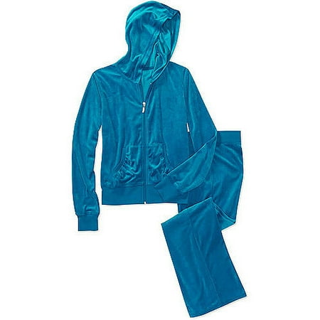 No Boundaries Juniors' Velour Hoodie and Pant Tracksuit