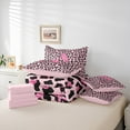 thumbnail image 6 of Manfei Girls Pink Leopard Print Twin Bedding Sets 7pcs, Glitter Personalized Letter A Bedding Comforter Set, Cheetah Print Monogrammed Sheet Sets, Luxury Bedroom Decor, 6 of 8