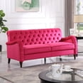 thumbnail image 3 of Chesterfield Sofa,Velvet Upholstered 3 Seater Couch with Padded Seat Cushion and Button Tufted Backrest,Modern Sofa for Living Room with Scroll Arms & Solid Wood Legs, 3 of 9