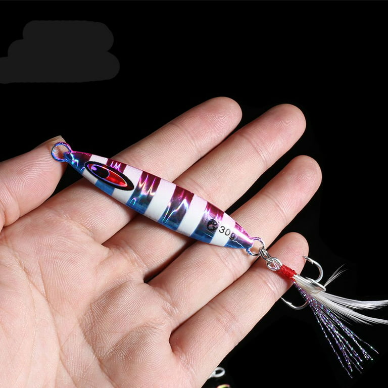 1PC Minnow Spinning Baits Lead Casting Colorful 20/30/40g Octopus Jigging  Feather Metal Fishing Lures VIB Spoon Jig Bait fish bone COLOR H -30G 