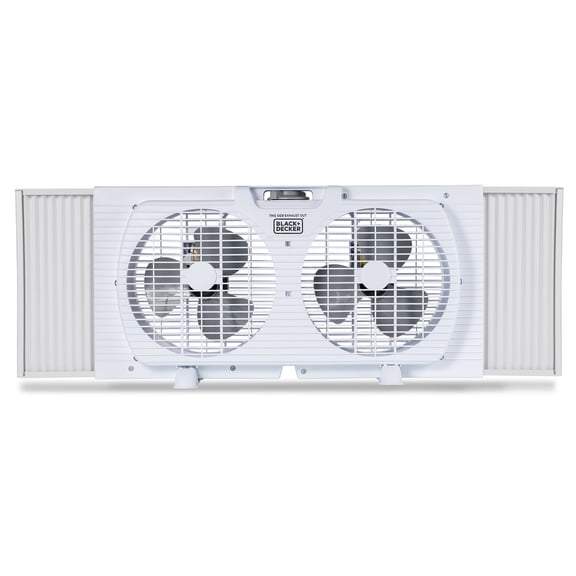 BLACK DECKER BFW9M 9-In. 2-Speed Twin Window Fan with Adjustable Side Panels, White