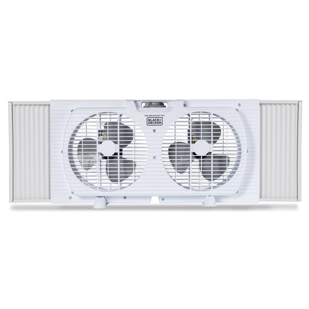 BLACK+DECKER BFW9M 9-In. 2-Speed Twin Window Fan with Adjustable Side Panels, White