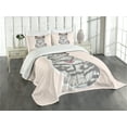 thumbnail image 3 of Ambesonne Cat Quilted Bedspread Set 3 Pcs, Art Kitty Glasses Illustration, King Size, Pale Pink Grey, 3 of 5