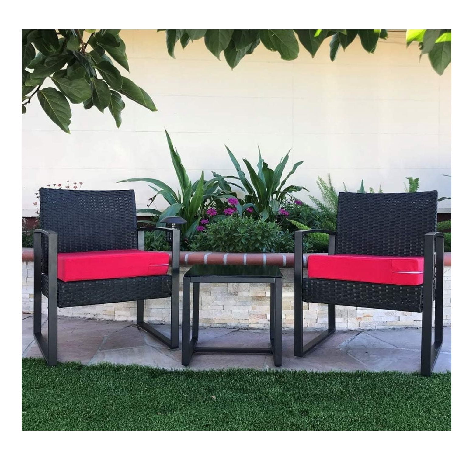 Indoor Outdoor Water High UV Resistant Patio Chair Cushion Cover (Lava Red, 22"x22"x4" (4 Covers))