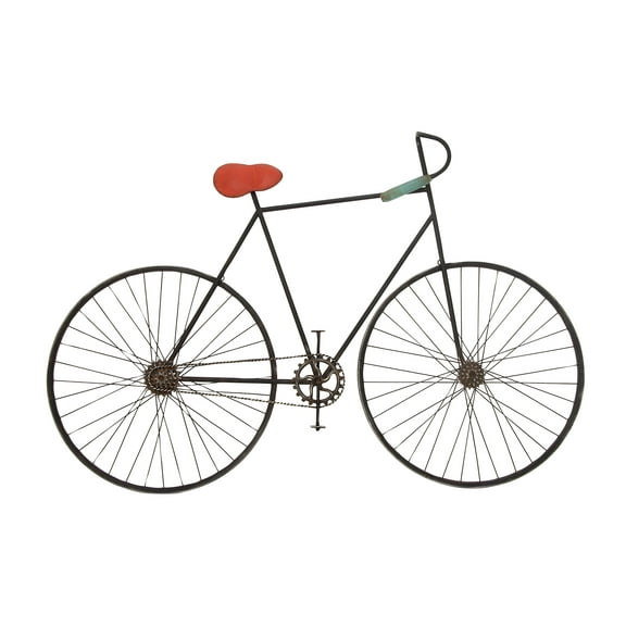 DecMode Black Metal Bike Wall Decor with Seat and Handles