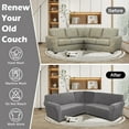thumbnail image 7 of CJC 3-Piece Velvet Recliner Sofa Covers for 7 Seat, Stretch Corner Sofa Covers, L-Shaped Sectional Couch Slipcovers, 9 Colors, 7 of 7
