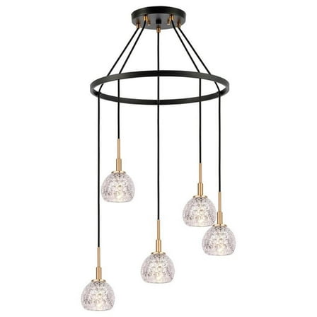 Woodbridge Lighting Elise 5-Light Mercury Glass Chandelier in Brass/Bronze