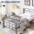 thumbnail image 4 of Adjustable Folding Overbed Laptop Desk with Wheels – 31.5" Tiltable Top – Height Adjustable 24"-35" – 350 lbs Capacity – Portable Computer Table for Home, Hospital, Office, School, 4 of 7
