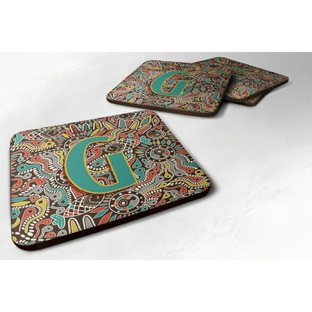 

Carolines Treasures CJ2013-GFC Letter G Retro Tribal Alphabet Initial Foam Coaster Set of 4 3 1/2 x 3 1/2 multicolor