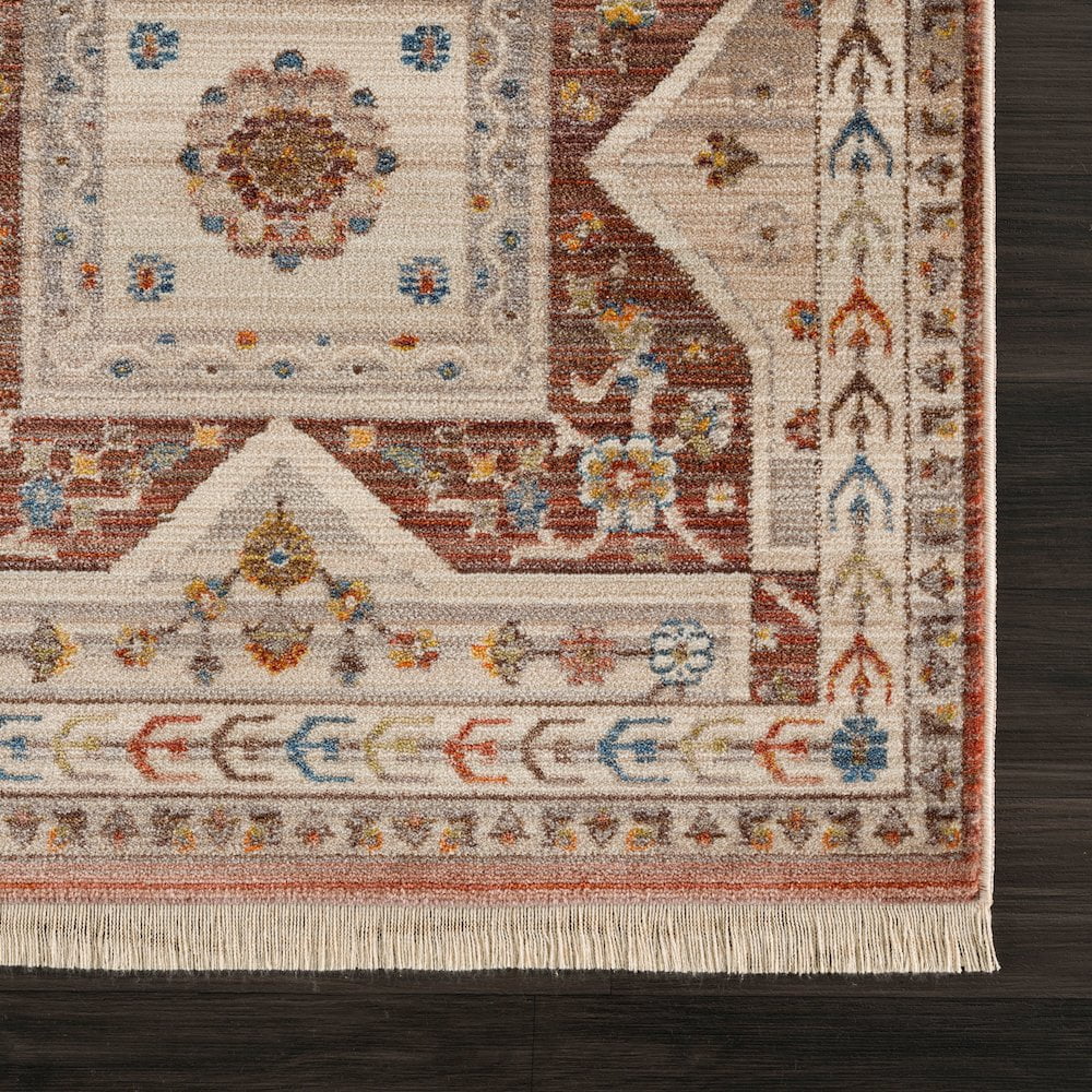 LR Home Holi Durable Performance Area Rug Indoor in Red/Ivory, 9' x 12'