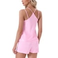 thumbnail image 3 of INSPIRE CHIC Womens Satin Short Loungewear Sets Dual Straps Sleeveless Racer Back Sexy Silky Cami Pajama Sets 2 Pcs L Pink, 3 of 6