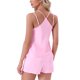 thumbnail image 3 of Conjuntos de loungewear de satén para mujer INSPIRE CHIC, tirantes dobles, sin mangas, espalda de corredor, sexy, camisón de seda, 2 piezas, XL, rosa, 3 of 6