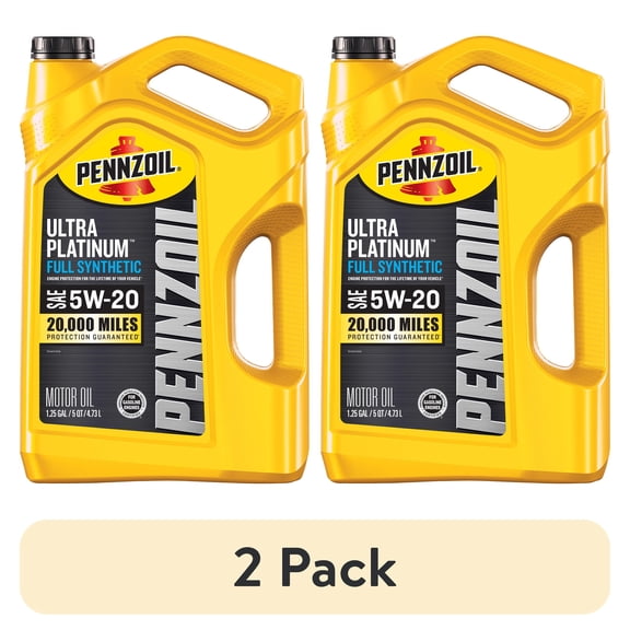 (2 pack) Pennzoil Ultra Platinum Full Synthetic 5W-20 Motor Oil, 5 Quart