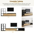 thumbnail image 3 of 74.8''-126'' Extendable TV Stand with 3 Tier Bookshelves, Modern Adjustable Entertainment Center for Up to 110'' TV, Sliding Tabletop TV Media Console with Storage Cabinets for Living Room, Black, 3 of 7