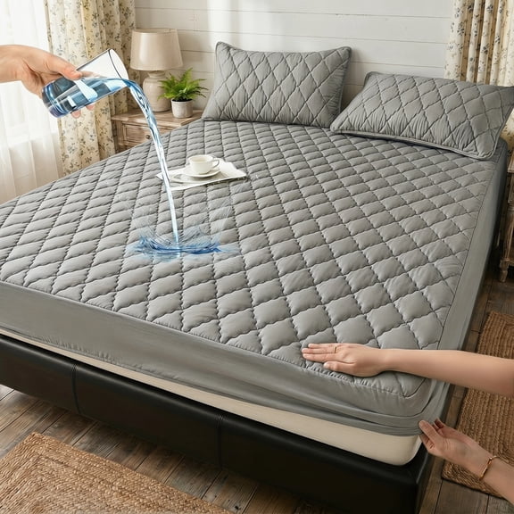Waterproof Quilted Mattress Protector, Ultra-Soft Fitted Mattress Pad with Deep Pockets, Breathable Cover for Bedroom & Dorm,Excludes pillowcases