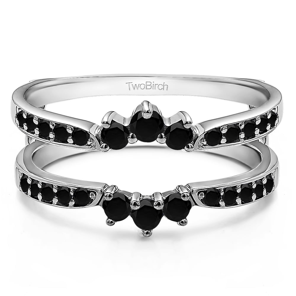 Crown Inspired Half Halo Wedding Ring Guard Enhancer in Sterling Silver (0.56ctw)
