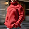 thumbnail image 5 of Ceisia Mens Thick Ribbed Turtleneck Knitted Sweater Long Sleeve Solid Color Warm Casual Pullover Top Red XXL Gift, 5 of 8