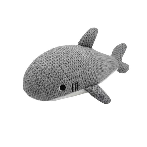 Knitted Shark Plush Toy - Soft Stuffed Animal With Textured Fabric, Huggable Design - For Kids, S, Bedroom Decor, Playtime, Gifts