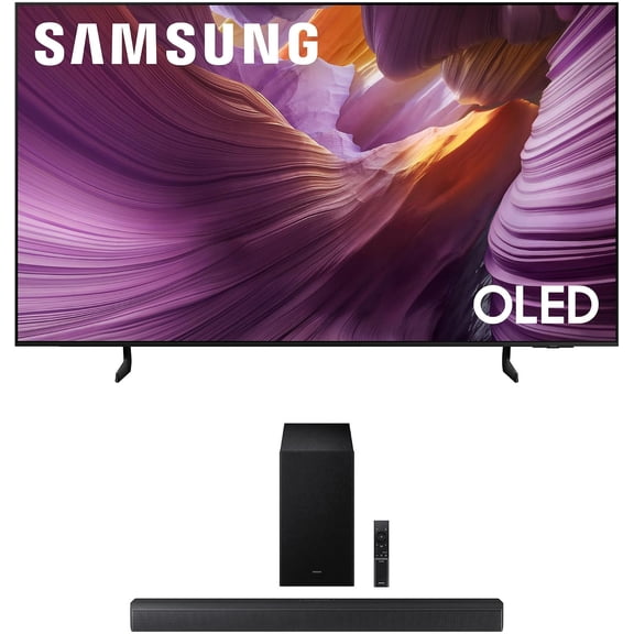 Samsung QN55S85FAFXZA 55 Inch OLED HDR 4K Smart TV with a Samsung HW-B630F B-Series Soundbar 3.1 Ch and Subwoofer with Dolby Audio (2025)