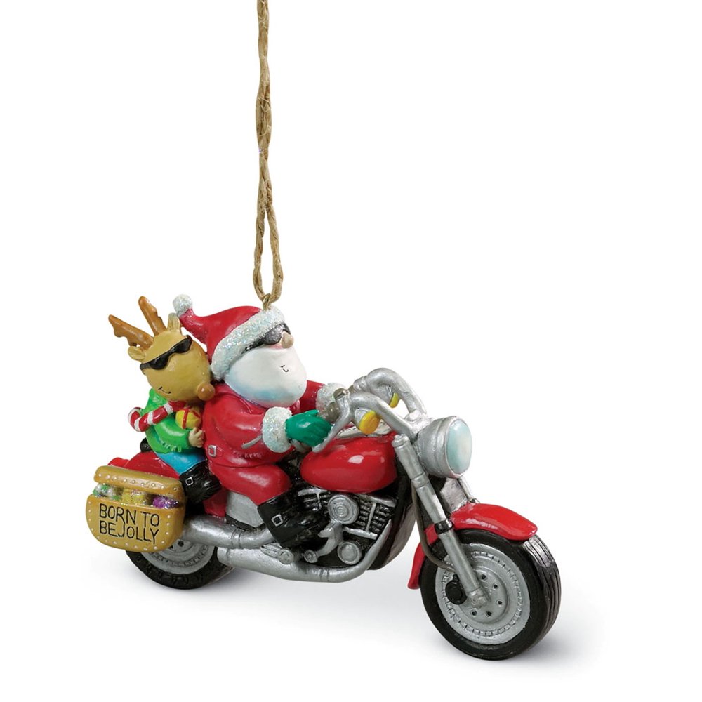 Santa and Rudolph Riding Motorcycle Hog Chopper Christmas Ornament ...