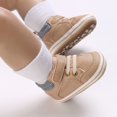 thumbnail image 6 of Leather Shoes for Baby Girls Boys, Soft Rubber Sole Infant Anti-Slip Toddler Shoes (6-12 Months) Khaki, 6 of 8