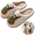 thumbnail image 3 of Pantuflas Peludas Y Esponjosas para Mujer Ciervos Navideños Mujeres Hombres, 3 of 9