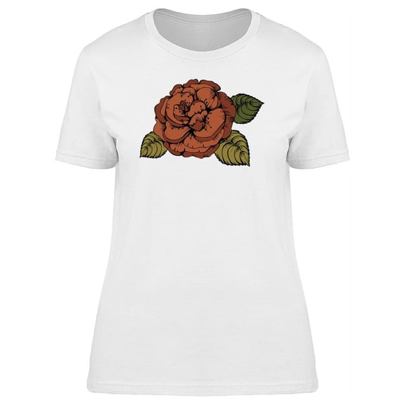 Brown Rose Woth Cool Leaves Tee Women's -Image by Shutterstock