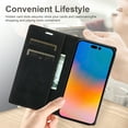 thumbnail image 6 of SaniMore for iPhone 14 Pro 6.1" 2022 Case [Magnetic Flip Full Protecetive Cover] Card Slots + Cash Pokcet + Kickstand + Retro Wear-resisitant PU Leather + Shockproof TPU Inner Business Shell, Black, 6 of 10
