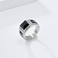 thumbnail image 4 of HIJONES Men's Stainless Steel Black Square Gemstone Silver Zirconia Signet Ring Cross 12MM Band Black Size 10, 4 of 5