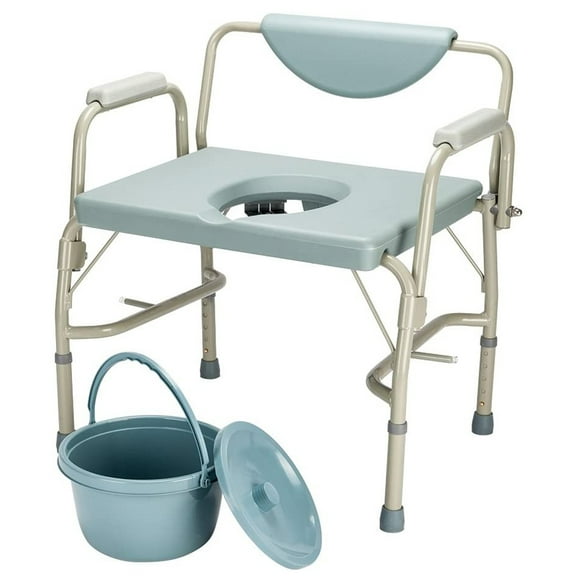 Hassch 550lbs Heavy Duty Drop Arm Medical Bedside Commodes Chairs, Adjustable Height Support Homecare Toilet Seat with Safety Steel Frame