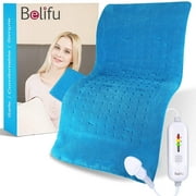 Belifu Large Electric Heating Pad for Back Pain and Cramps Relief, XL King Size [12"x24"] Soft Touch, 3 Heat Settings with Auto-Off, Extra Large Hot Heated Pad, Blue