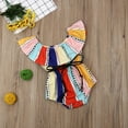 thumbnail image 1 of Été Bébé Filles Coloré Rayures Vêtements Volants Combinaisons Tenues de Soleil 0-24M, 1 of 5