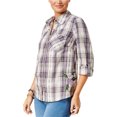 thumbnail image 1 of Camisa bordada con botones Style & Co. para mujer, Púrpura, pequeña, 1 of 1