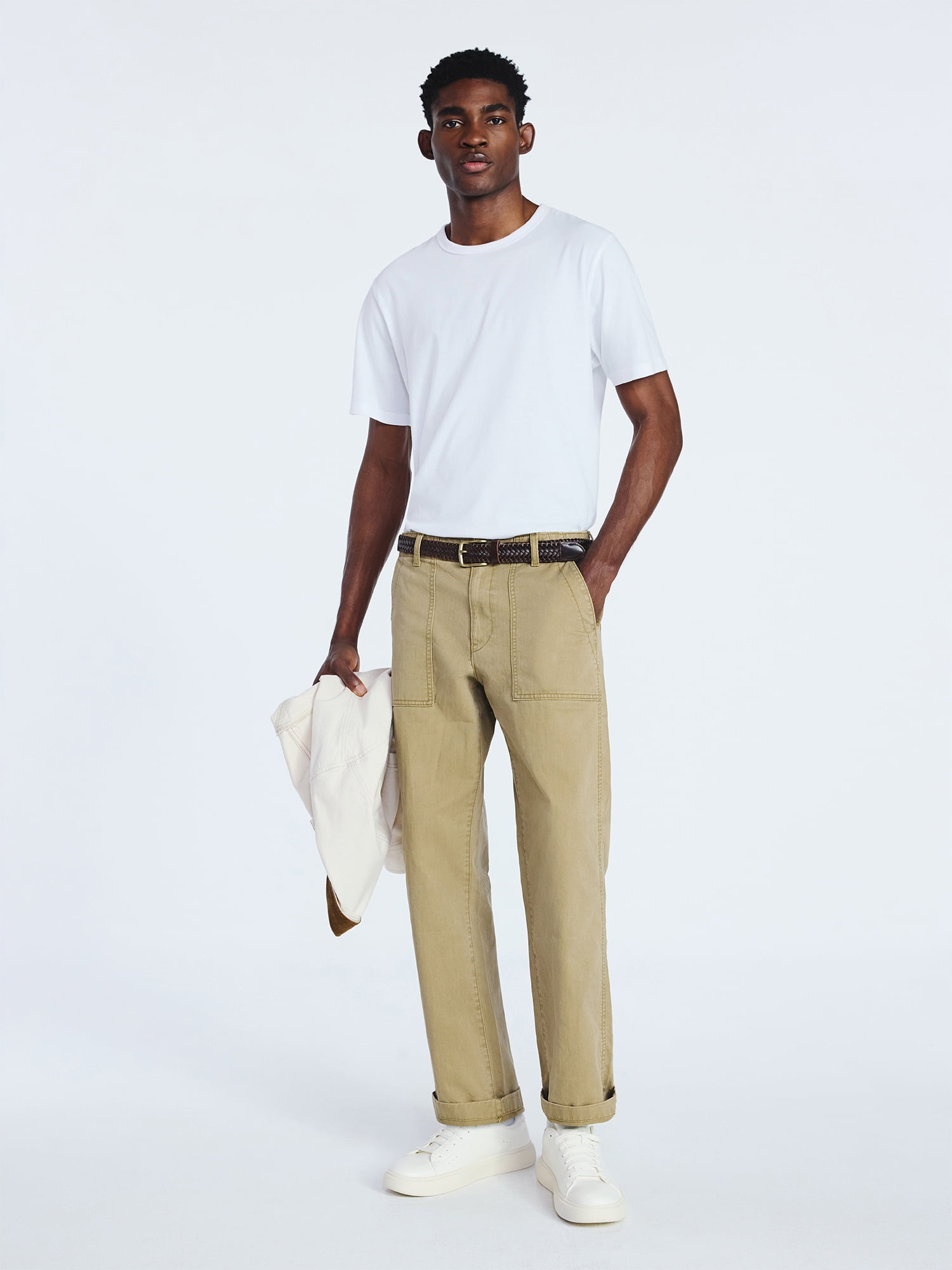 Free Assembly Men's Straight Fit Cotton Utility Pants, Sizes 30-38