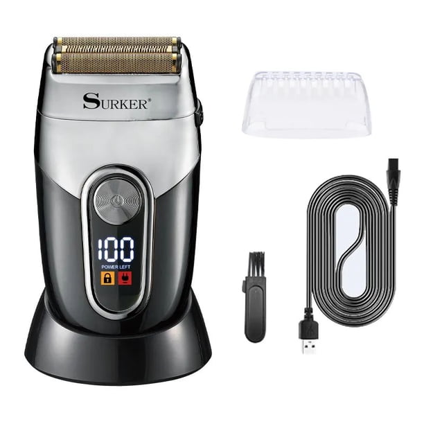 Surker-Afeitadora eléctrica para hombre, máquina de afeitar eléctrica en seco y húmedo, con red de viaje para el hogar, recortadora de barba, maquinilla de afeitar eléctrica impermeable por USB qym unisex